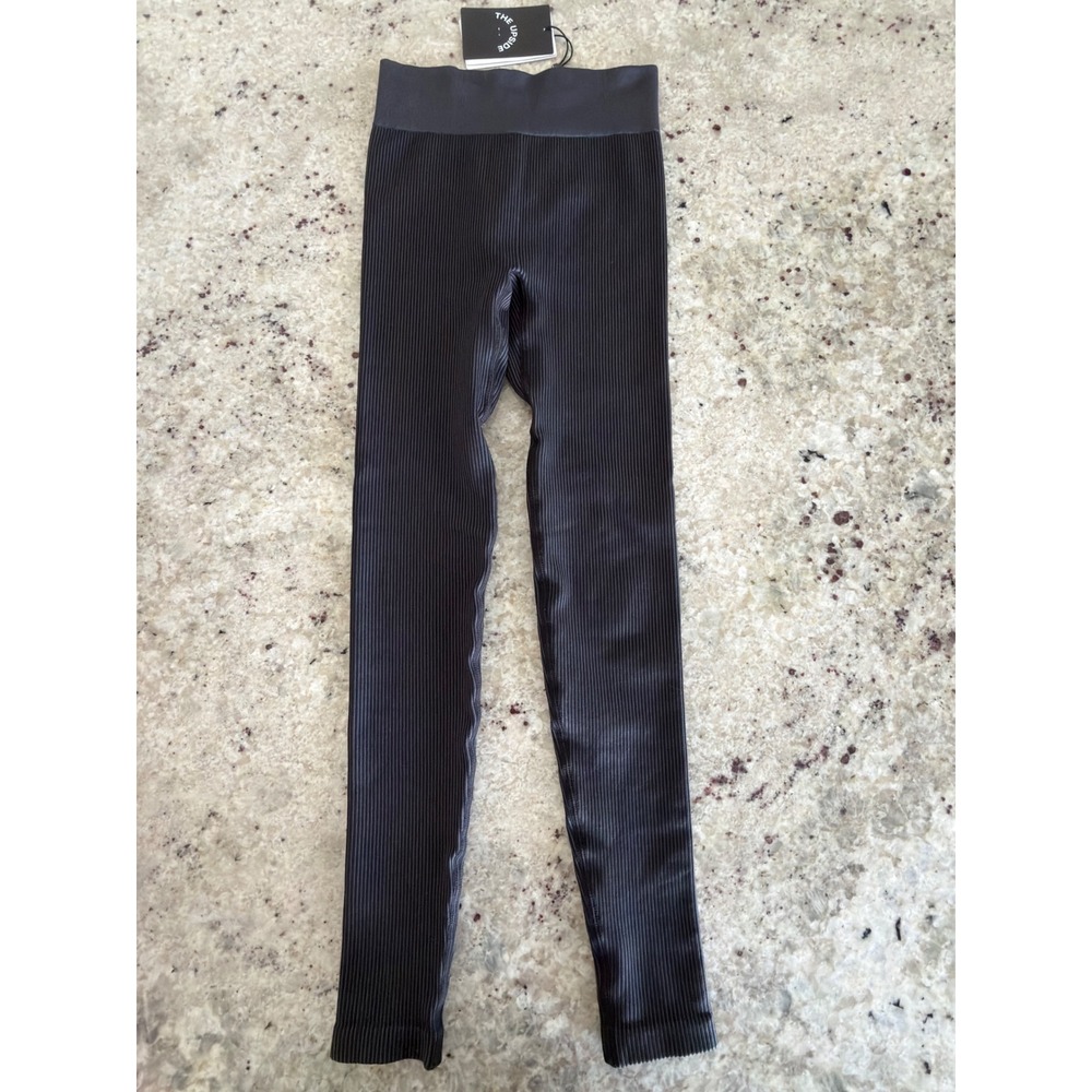 The Upside Ribbed Seamless Midi Leggings Black Navy XS NWT‎